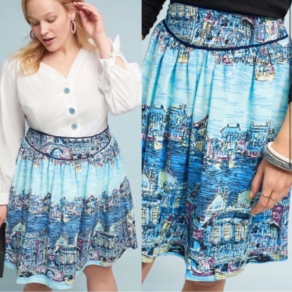 Anthropologie Venice Gondola Multicolor Artistic Skirt 52 Conversations